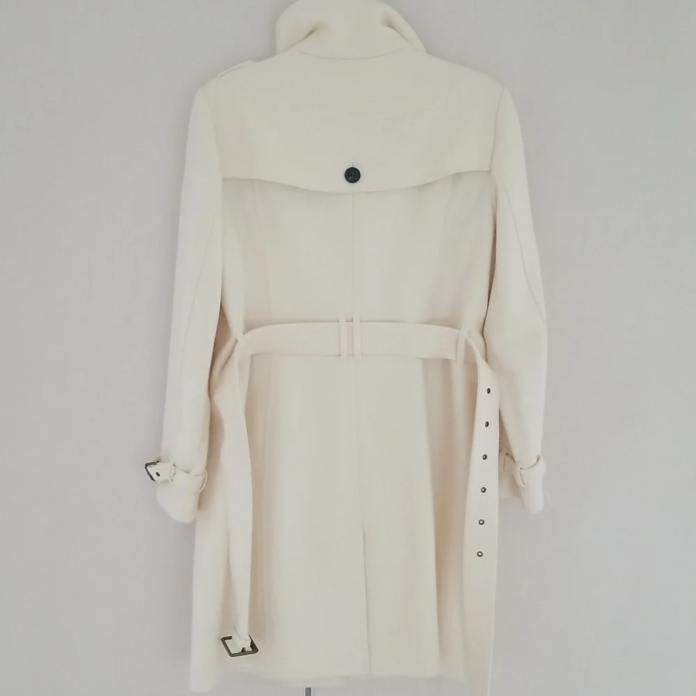 Burberry Cream White Wool Blend Single Breasted "Indiana" Peacoat - Picture 5 of 16